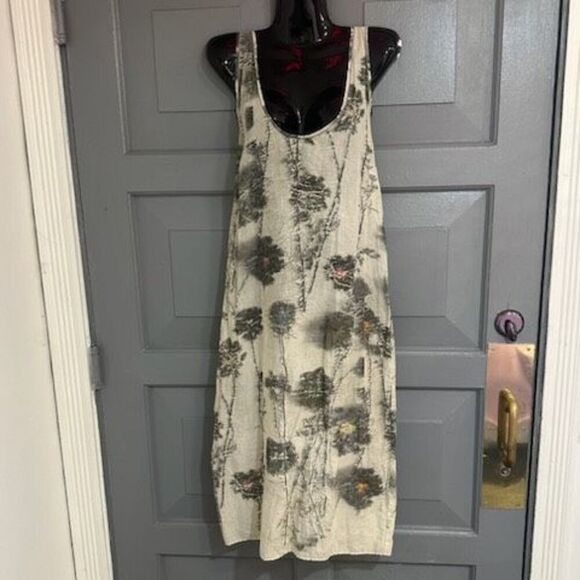 Zara Printed Floral Ramie Shift Sleeveless Shift Dress Sz L Gorp Core Lightweigt - Picture 1 of 7